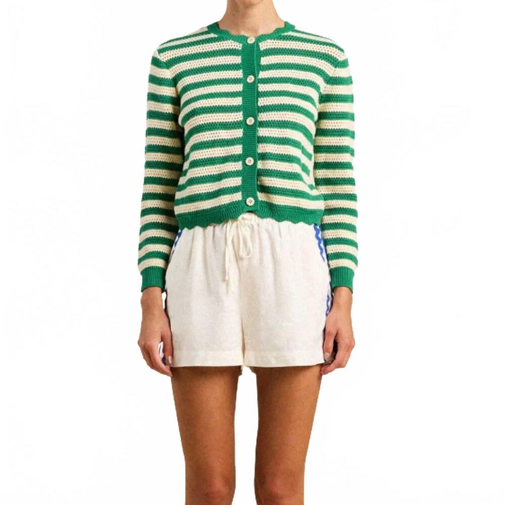 NEW TROVATA vento cardigan in green and ivory